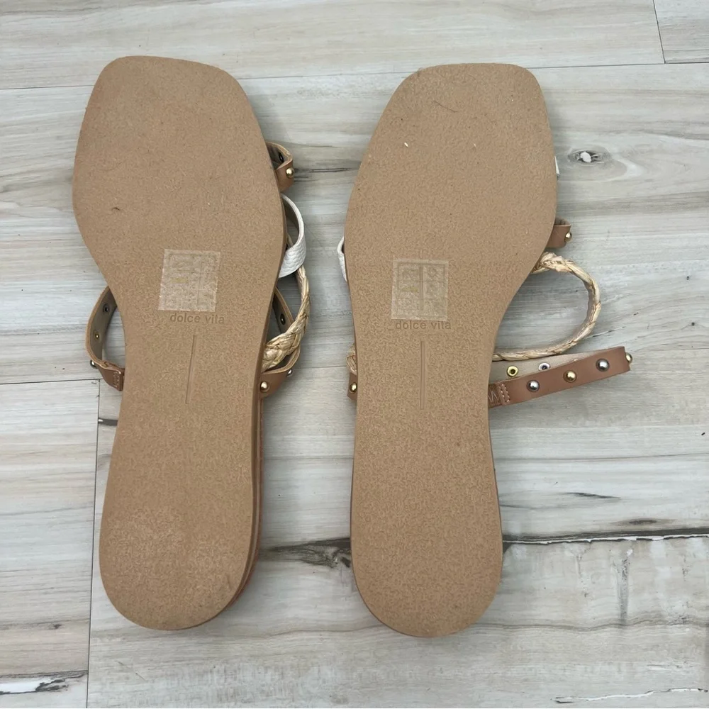 Dolce Vita Tan and White Studded Sandals